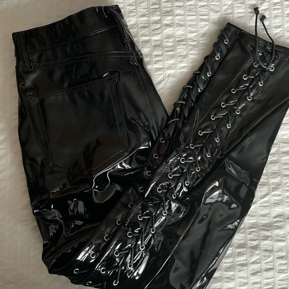 TOPSHOP shiny leather pants